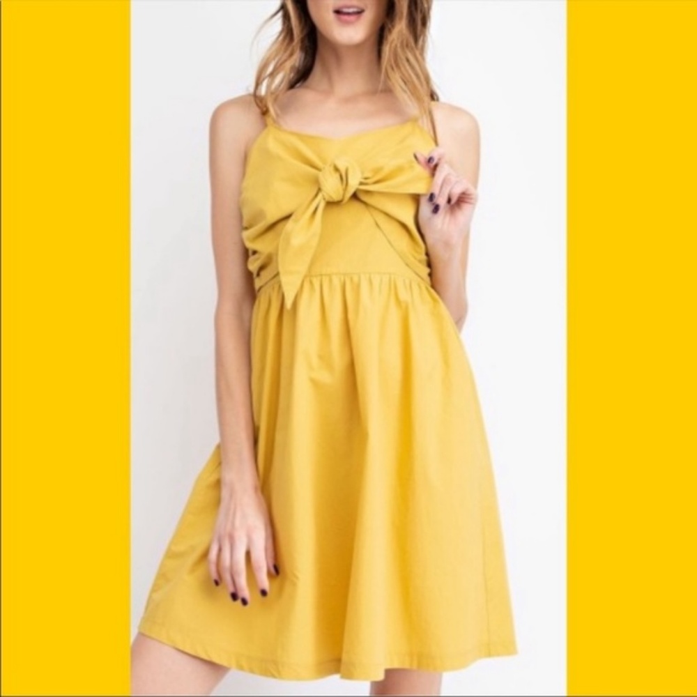 Anthropolgy  Easel Bowfront Sundress Saffron Yellow Small NWT